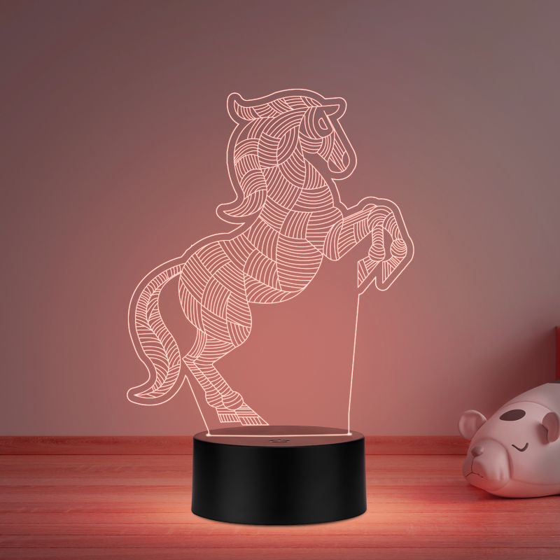 3D Illusion Horse Led Night Lamp 16 Color Changing Light with Remote Control Gifts for Child Baby Boy and Girl